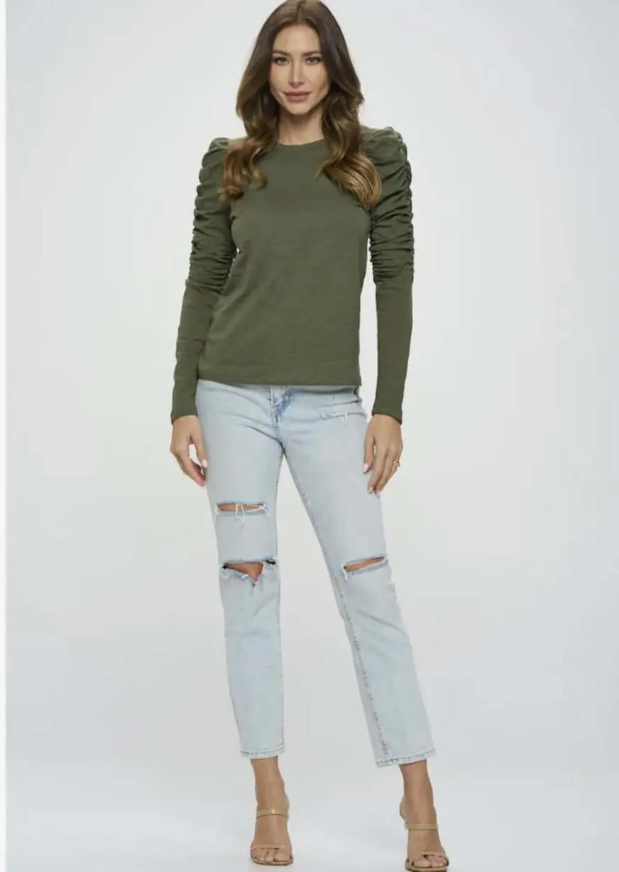 Above the Rest Cotton Puff Sleeve Top Made in USA