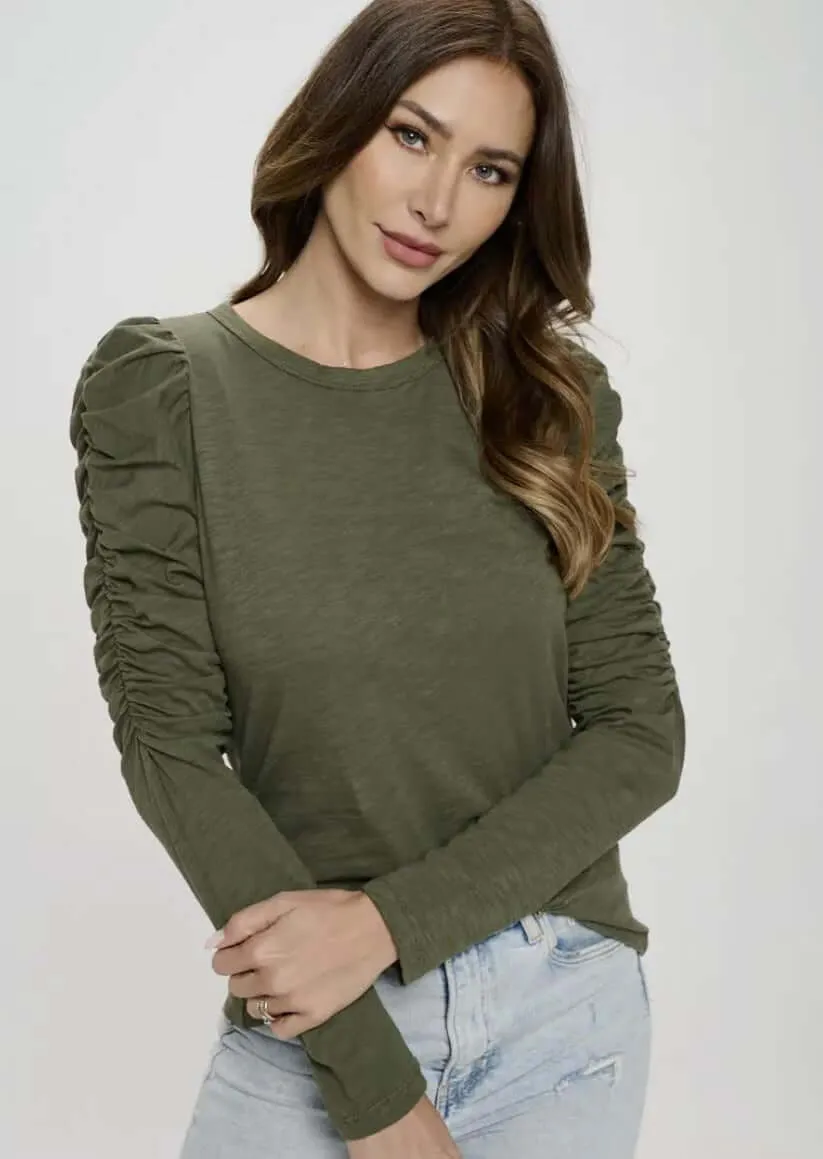 Above the Rest Cotton Puff Sleeve Top Made in USA
