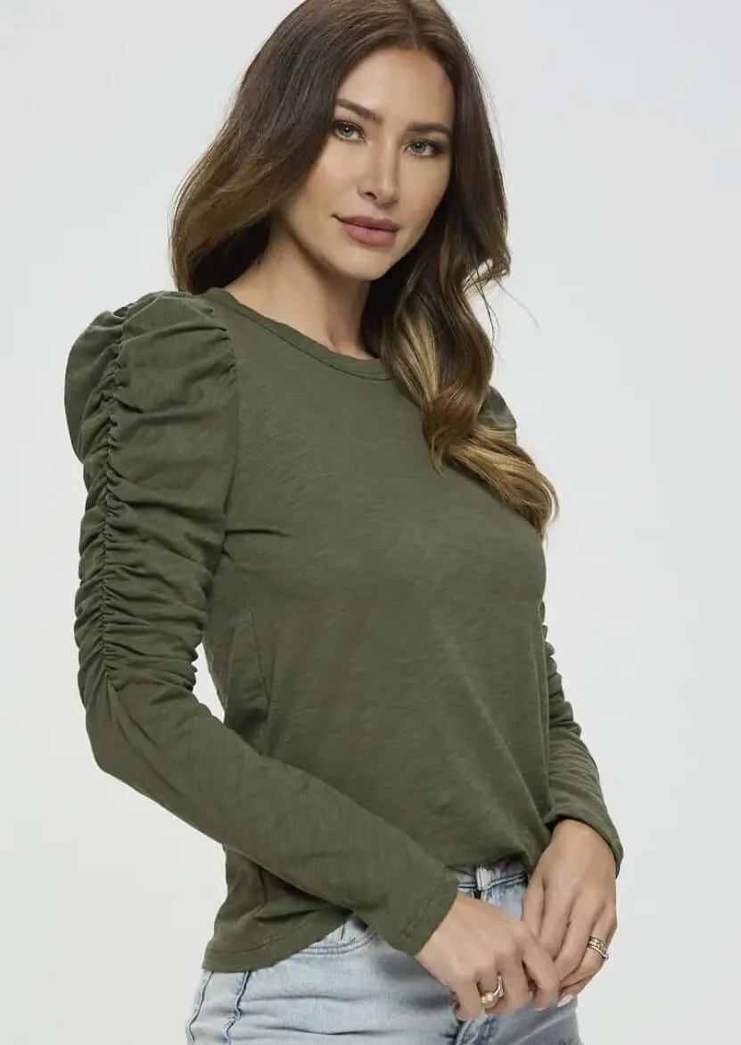 Above the Rest Cotton Puff Sleeve Top Made in USA