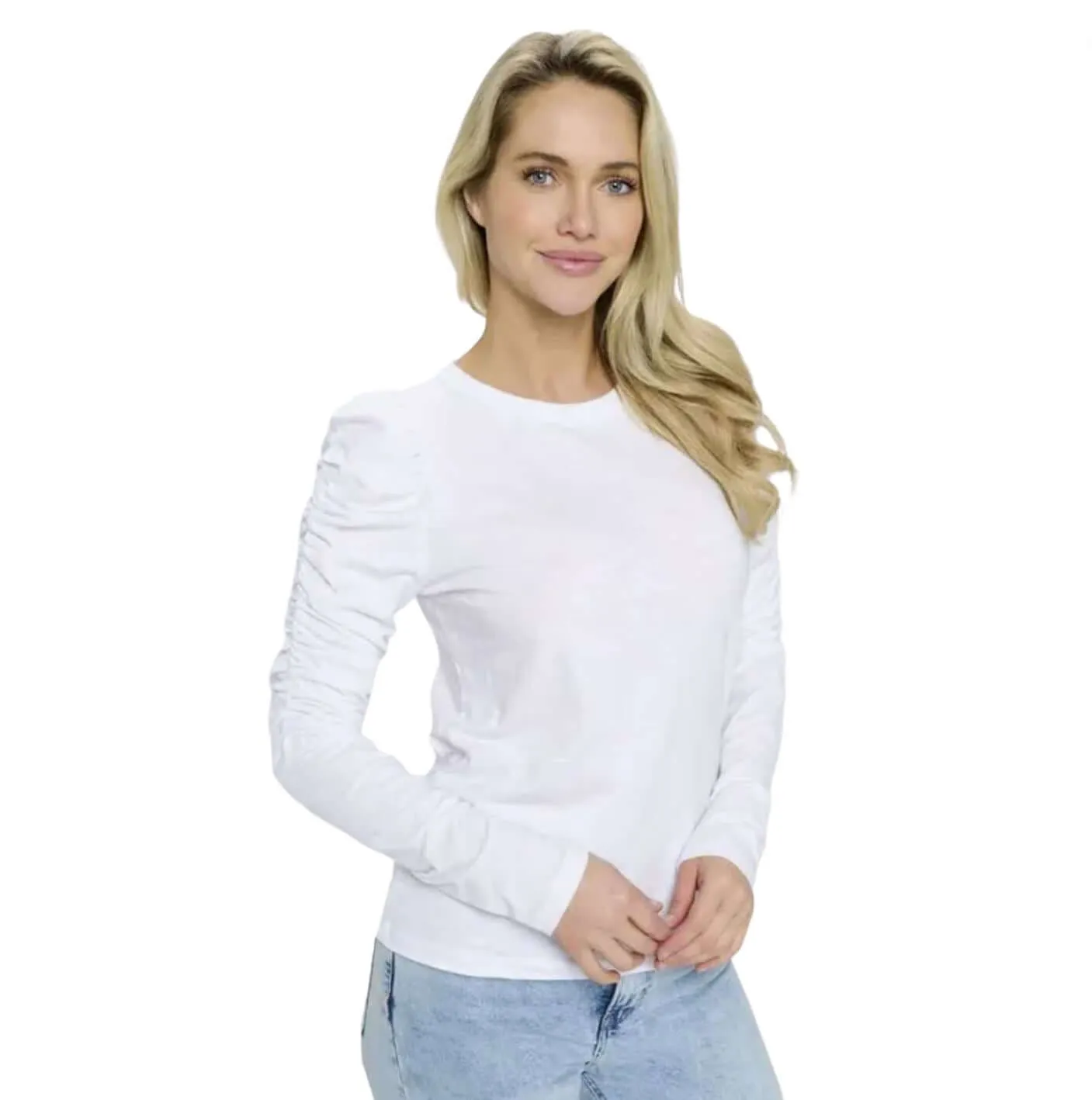 Above the Rest Cotton Puff Sleeve Top Made in USA