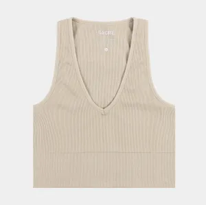 Avery Tank Womens Short Sleeve Shirt (Beige)