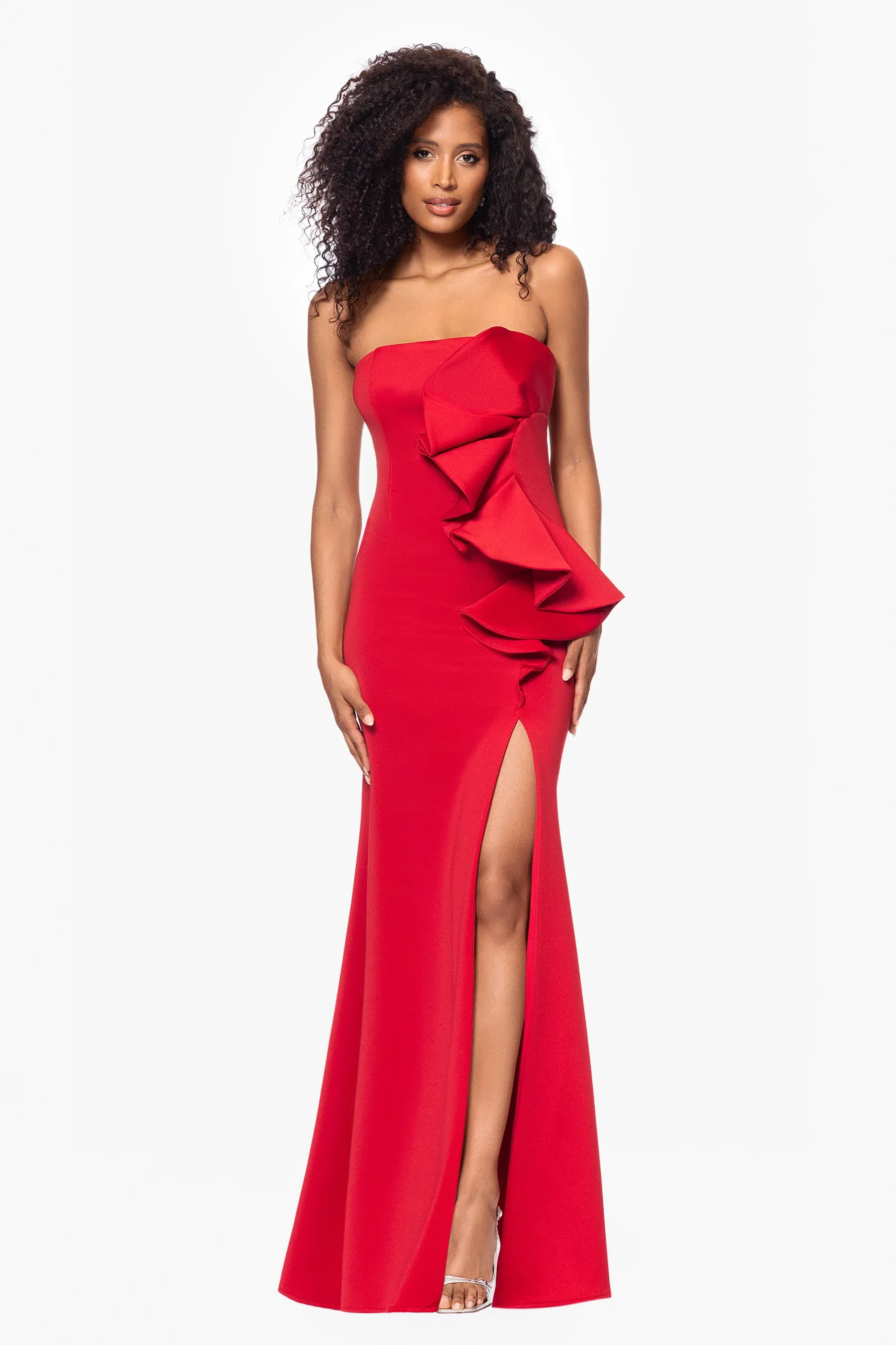 Betsy & Adam Strapless "Fiona" Evening Dress A26851