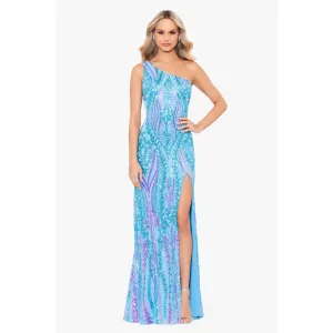 Blondie Nites turquoise multi-color sequin dress, size 8