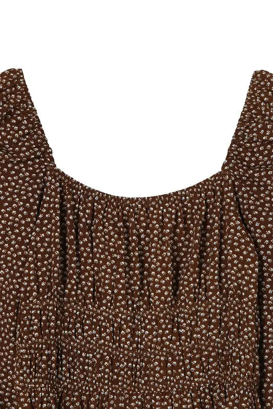 Boho Square Neck Floral Dress