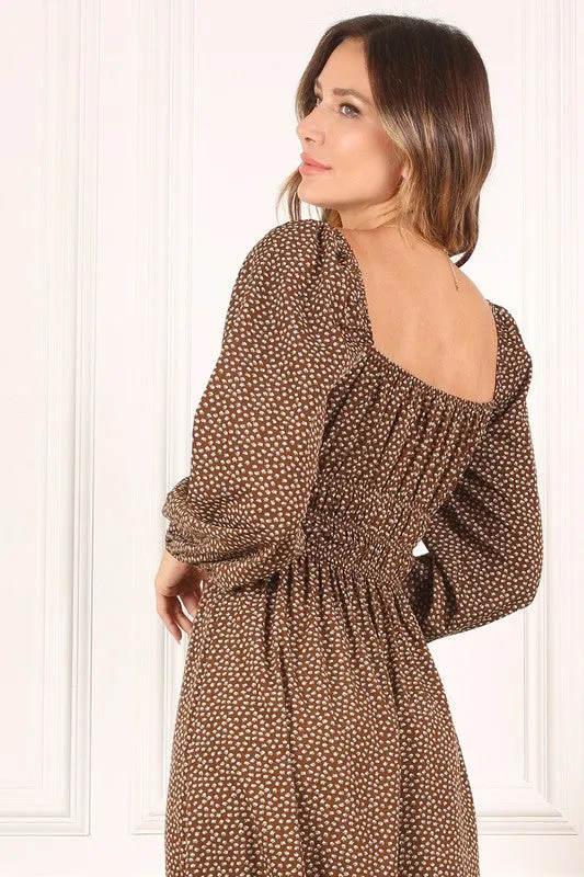 Boho Square Neck Floral Dress