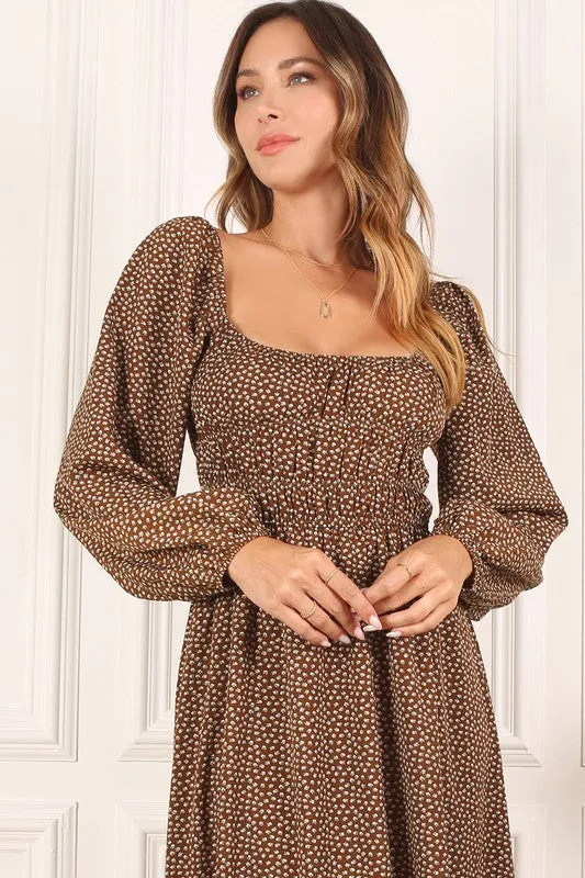Boho Square Neck Floral Dress