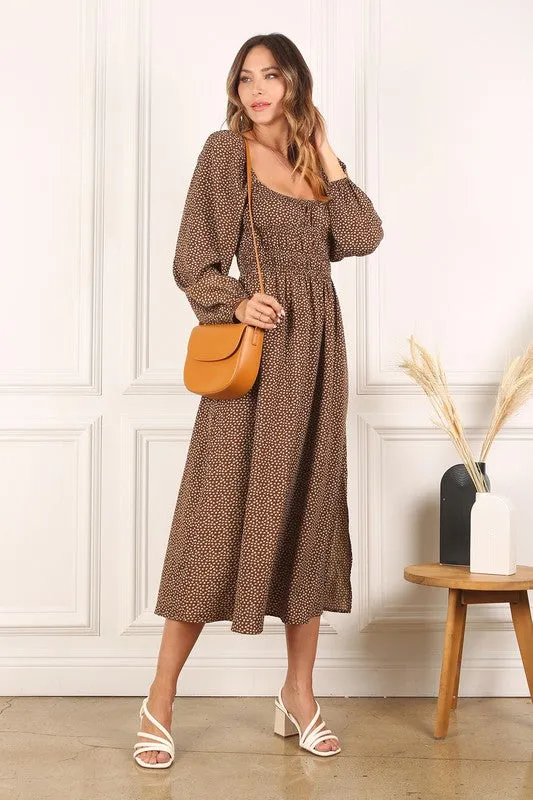 Boho Square Neck Floral Dress