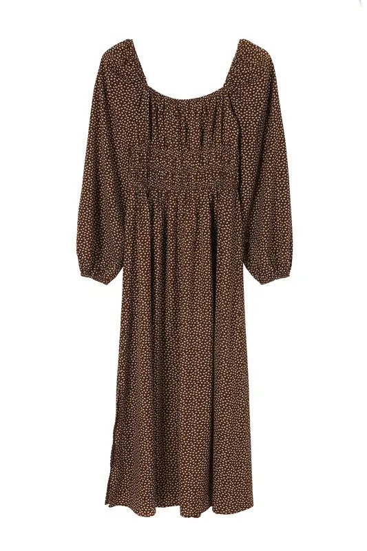 Boho Square Neck Floral Dress