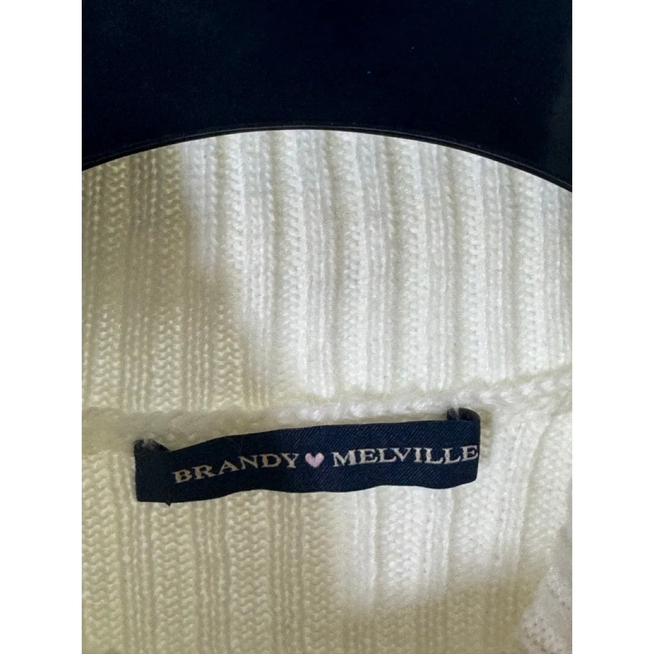 BRANDY MELVILLE Women's Beige Wool-Blend Ribbed Turtleneck Long Sleeve Top SZ S