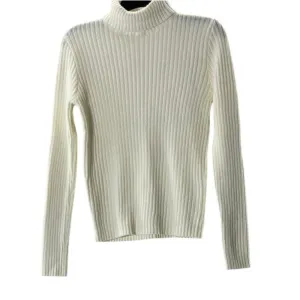 BRANDY MELVILLE Women's Beige Wool-Blend Ribbed Turtleneck Long Sleeve Top SZ S