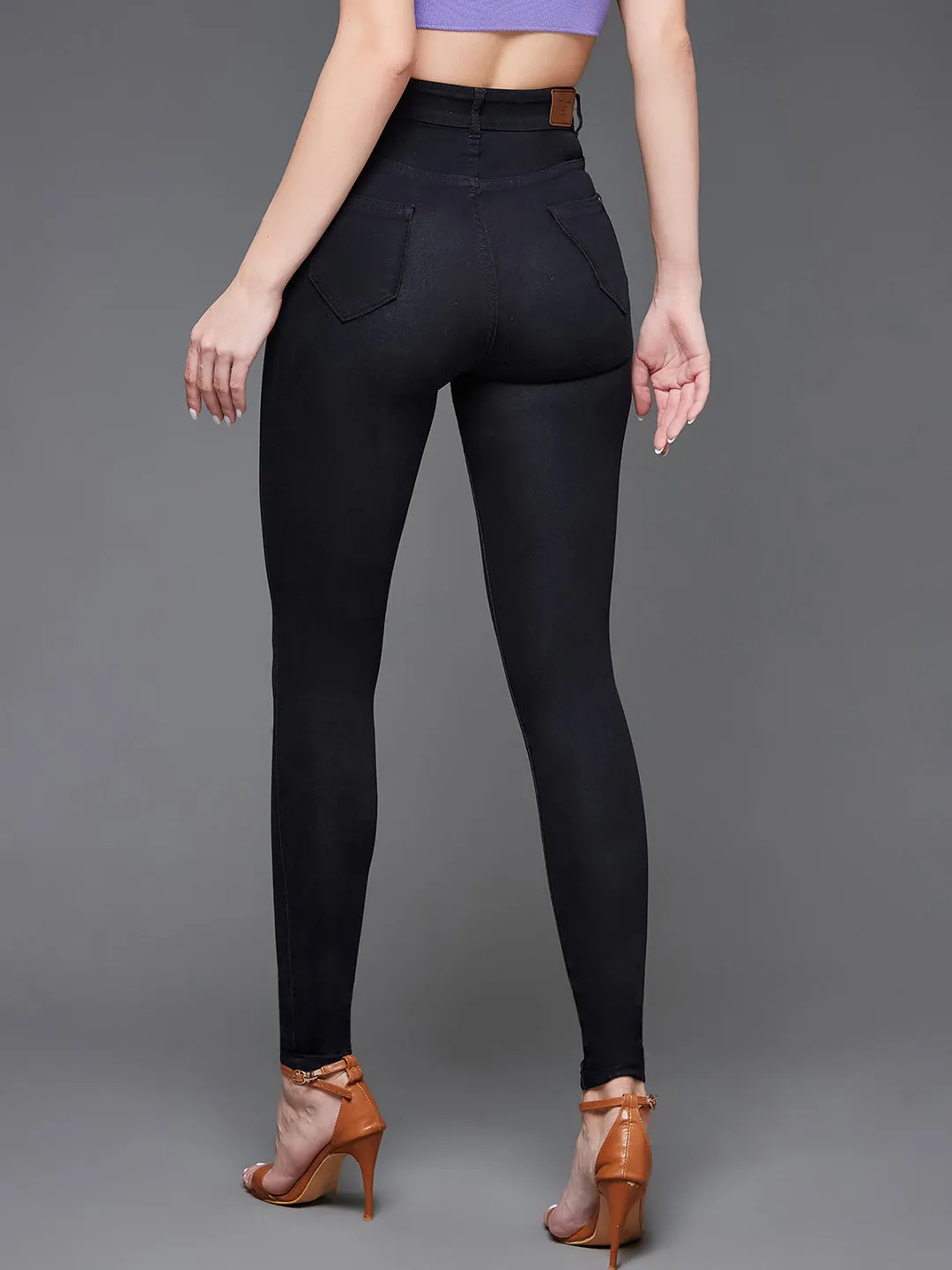CHASEstretchTM Women's Black Skinny Fit High Rise Stretchable Denim Jeans