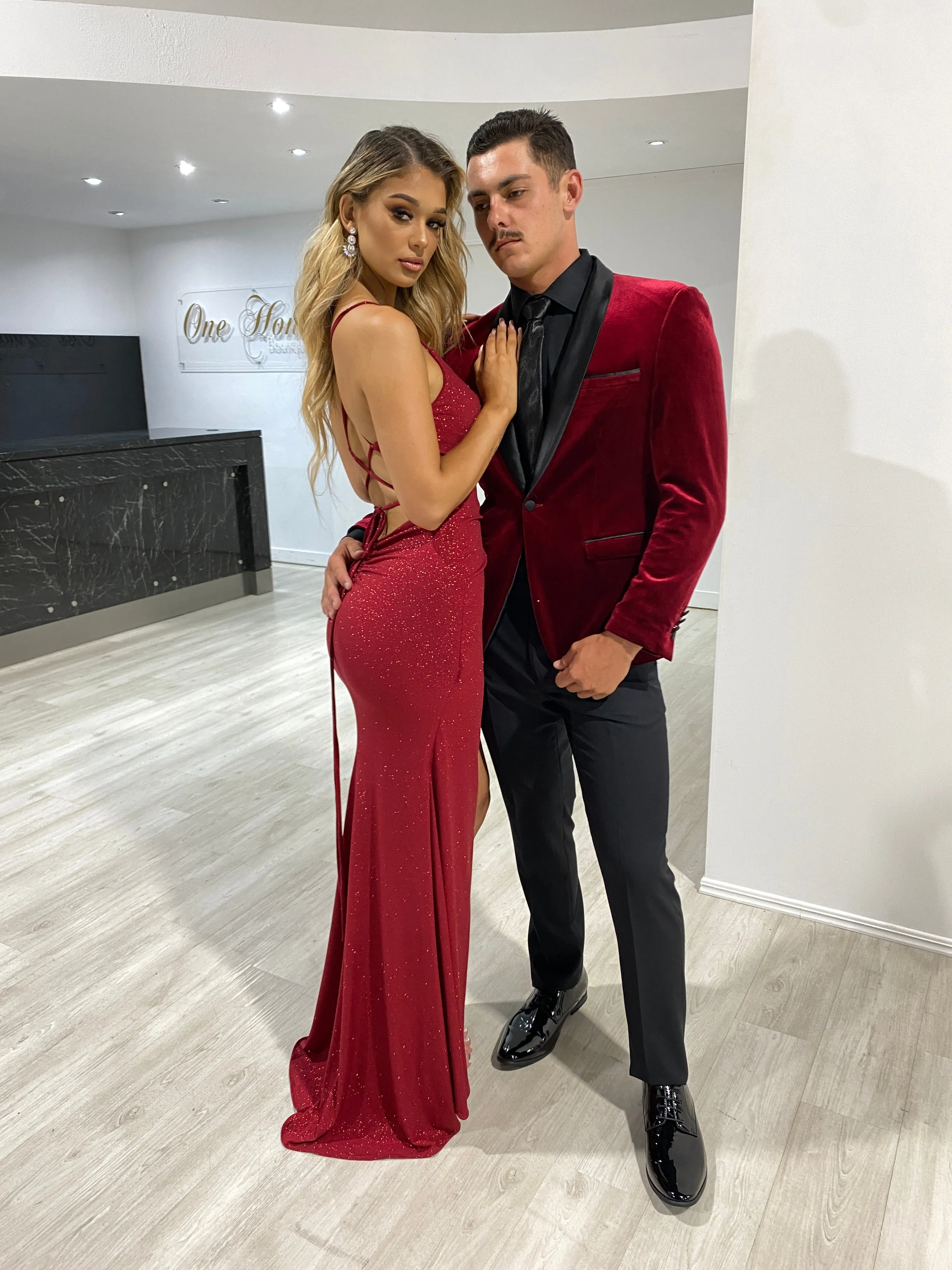 CRISTELLA Crystal Shimmer Glitter Feature Corset Mermaid Formal Gown