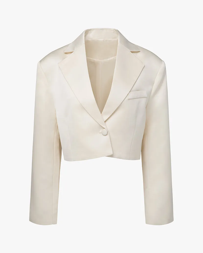 Cropped Satin Blazer