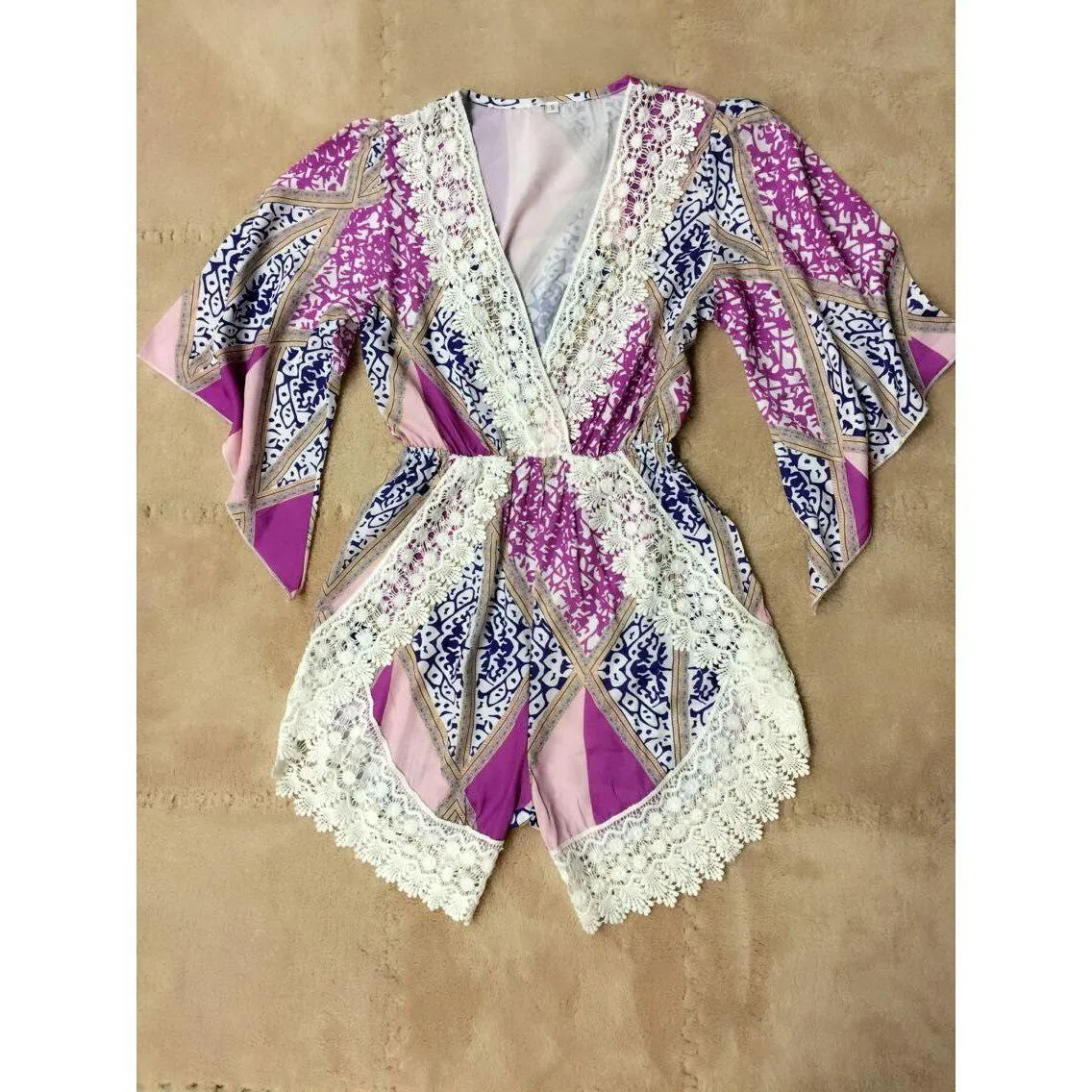 Deep V Flower Romper
