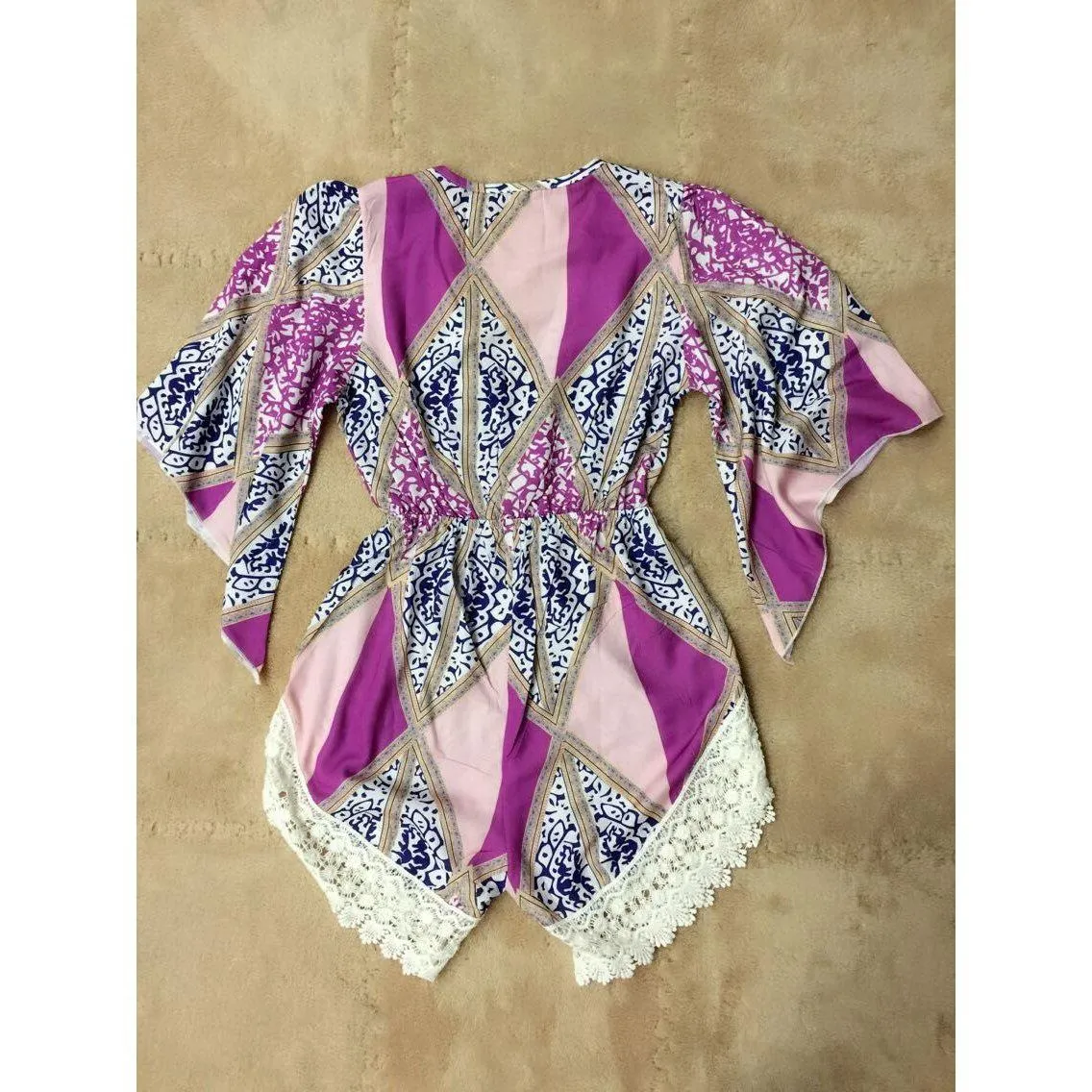Deep V Flower Romper