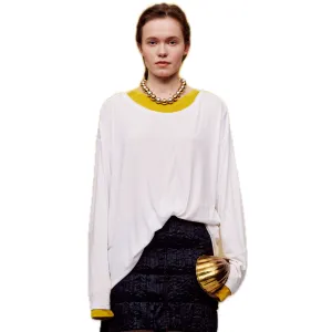 Derong Round Neck Long-sleeve T-shirt in White