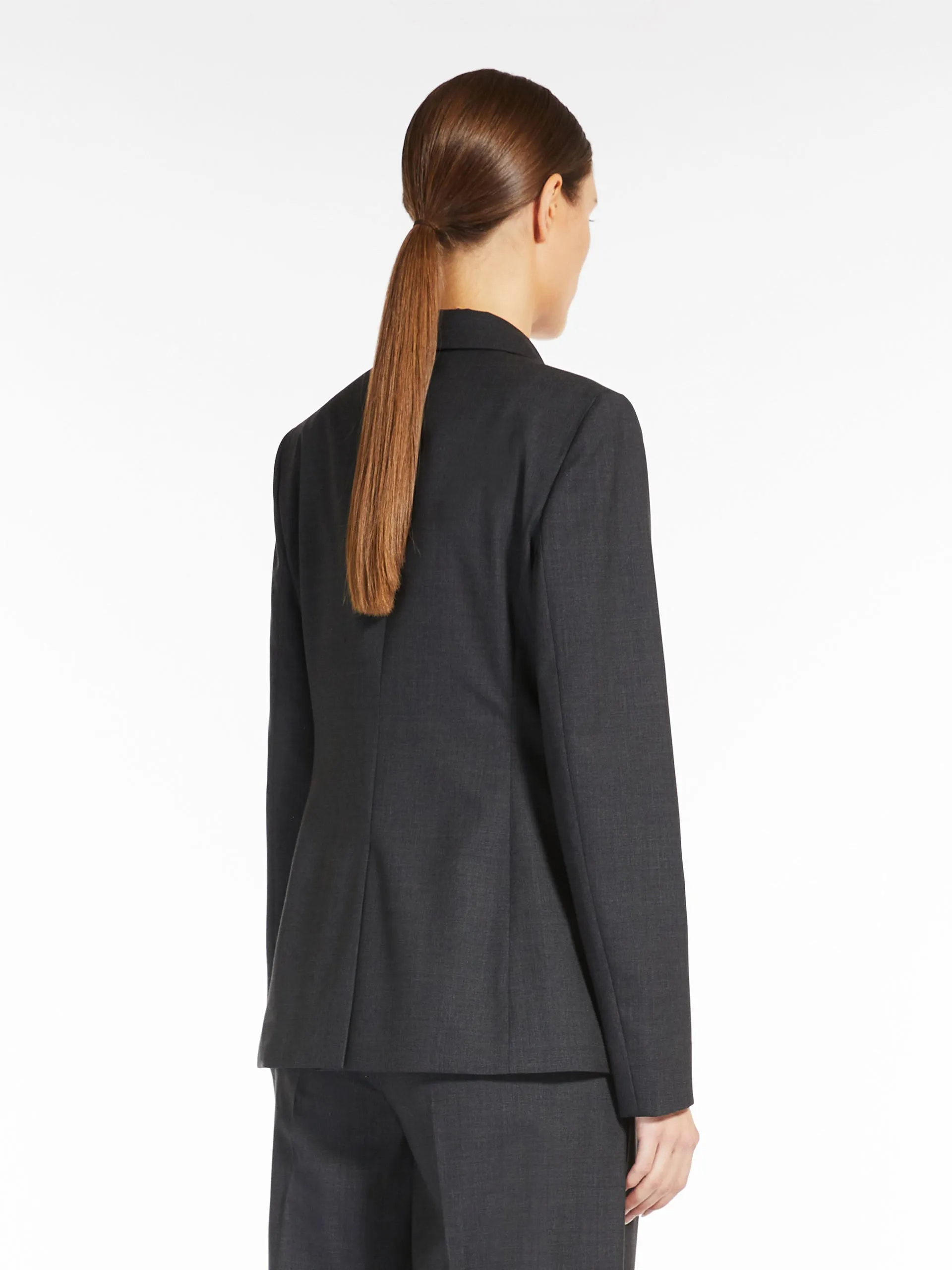 Double-breasted wool poplin blazer