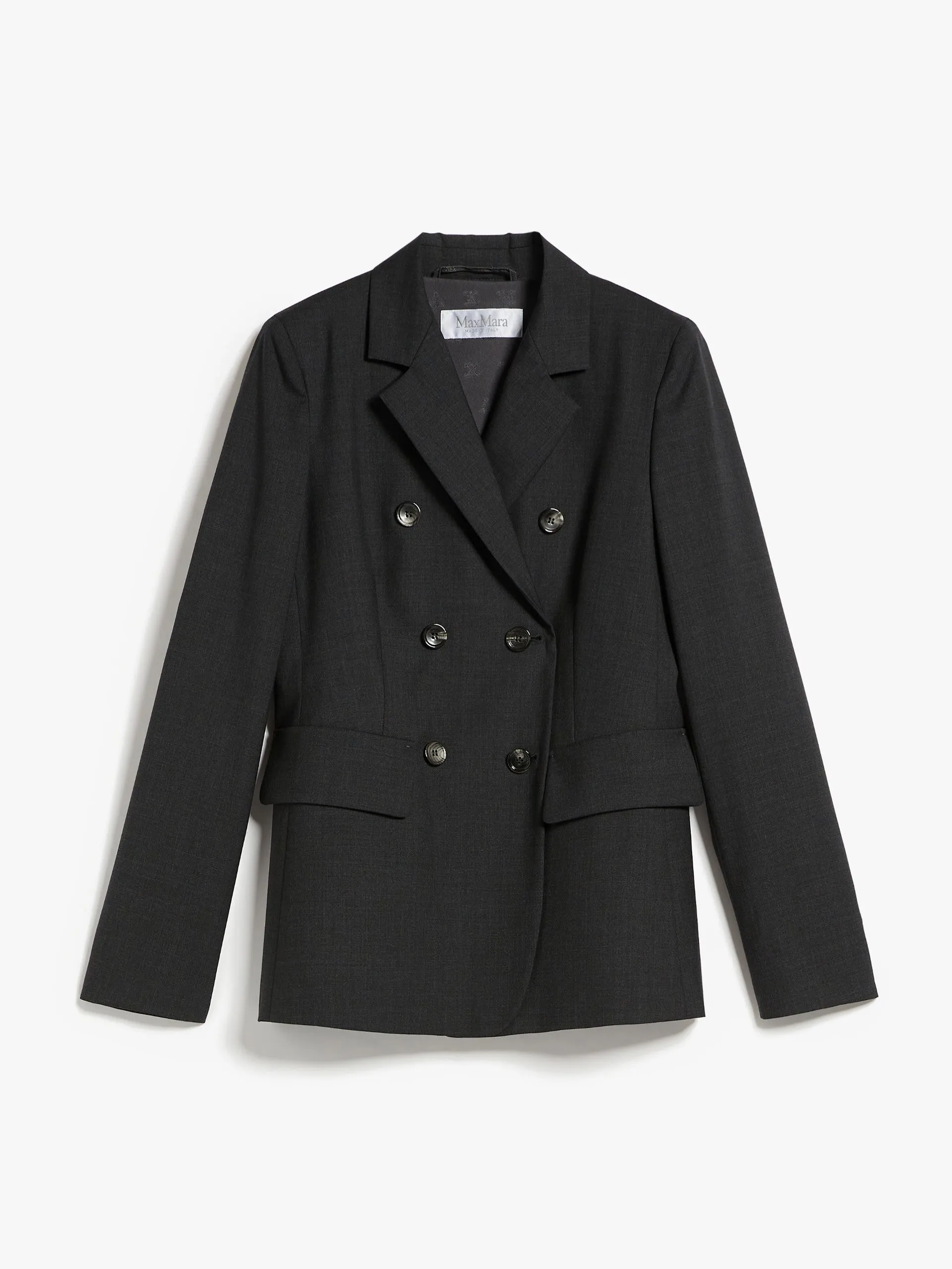 Double-breasted wool poplin blazer