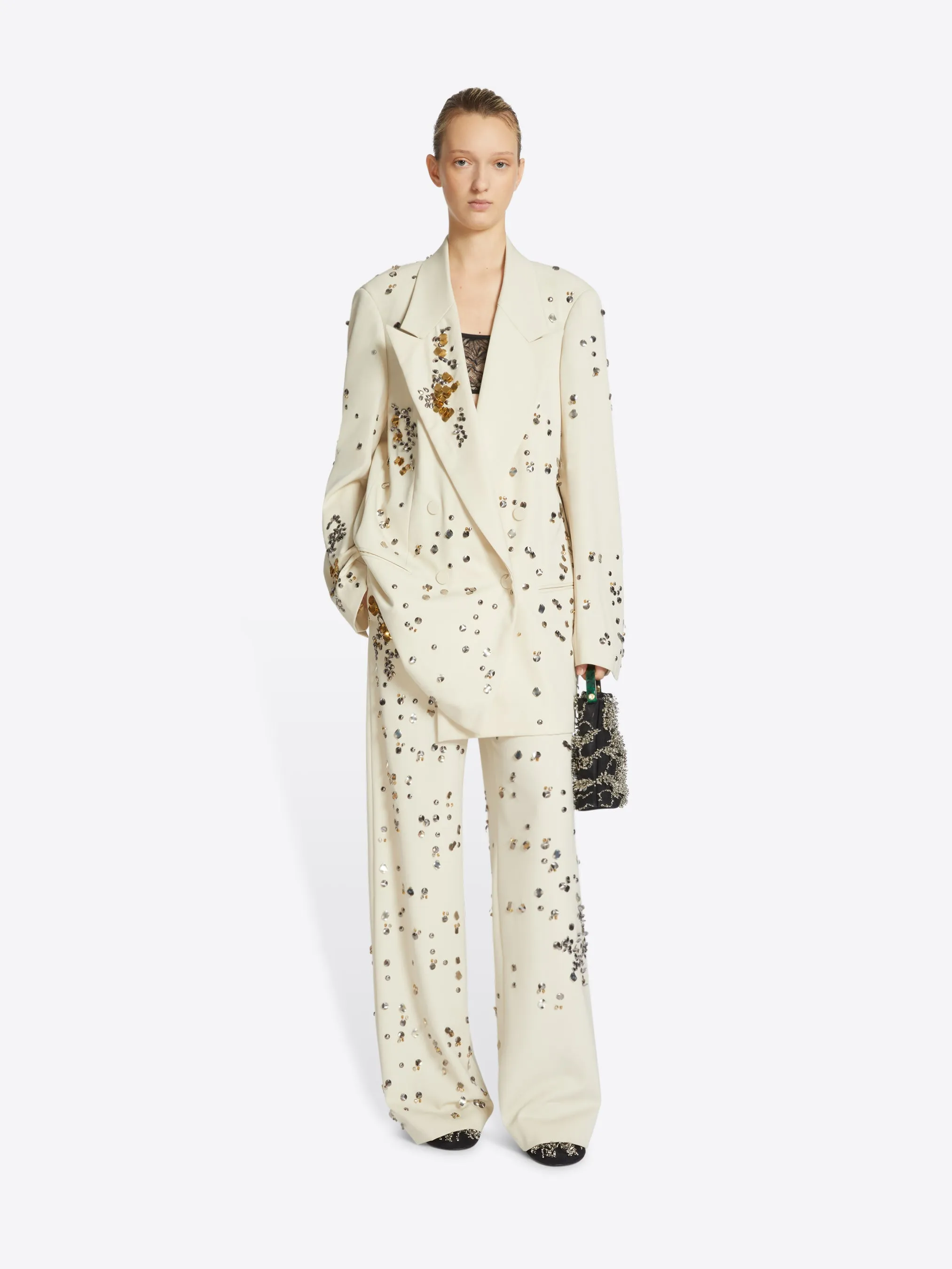 Embellished wool blazer