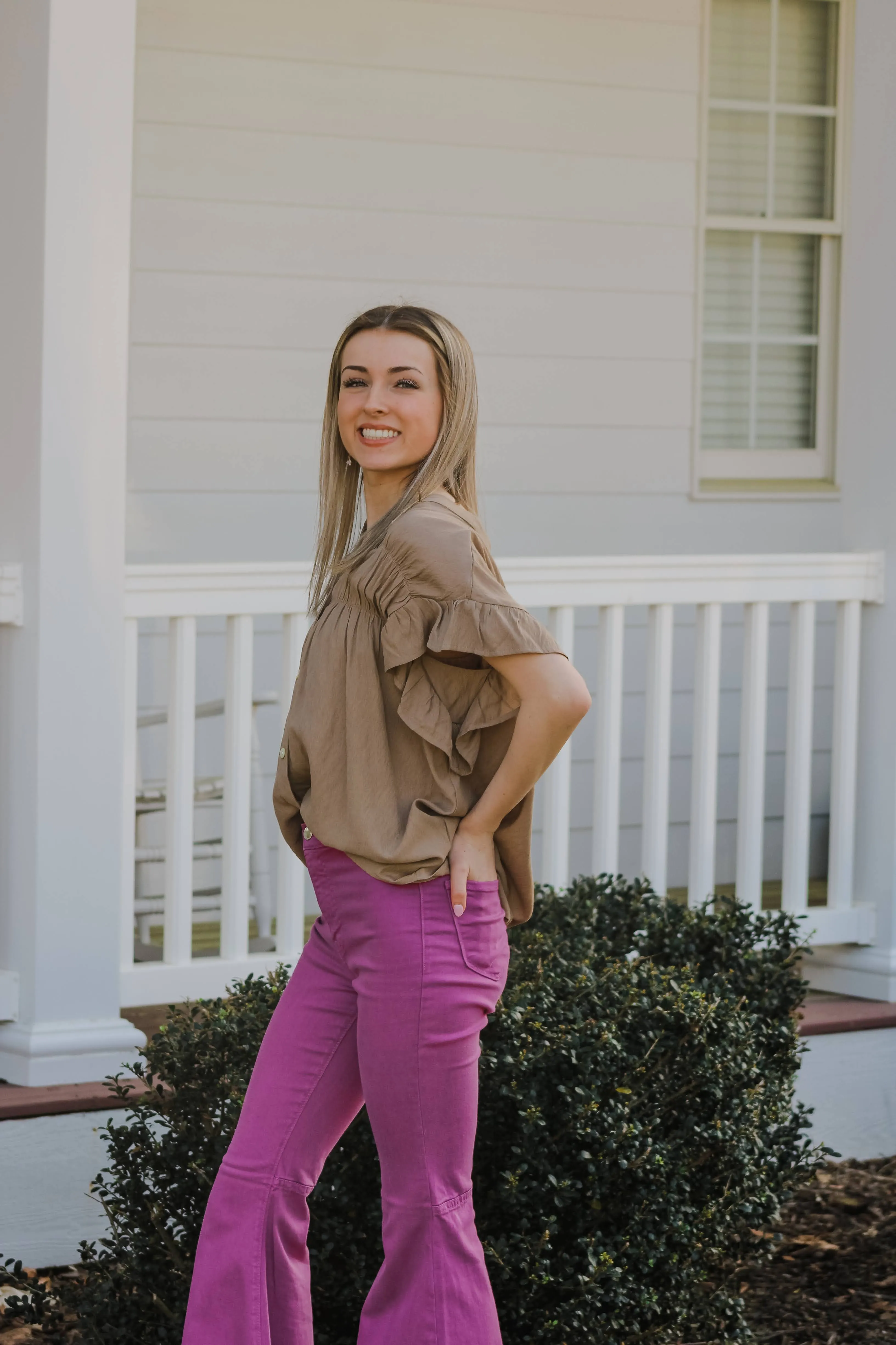 FINAL SALE Living Vibrant Flare Jeans in  Purple