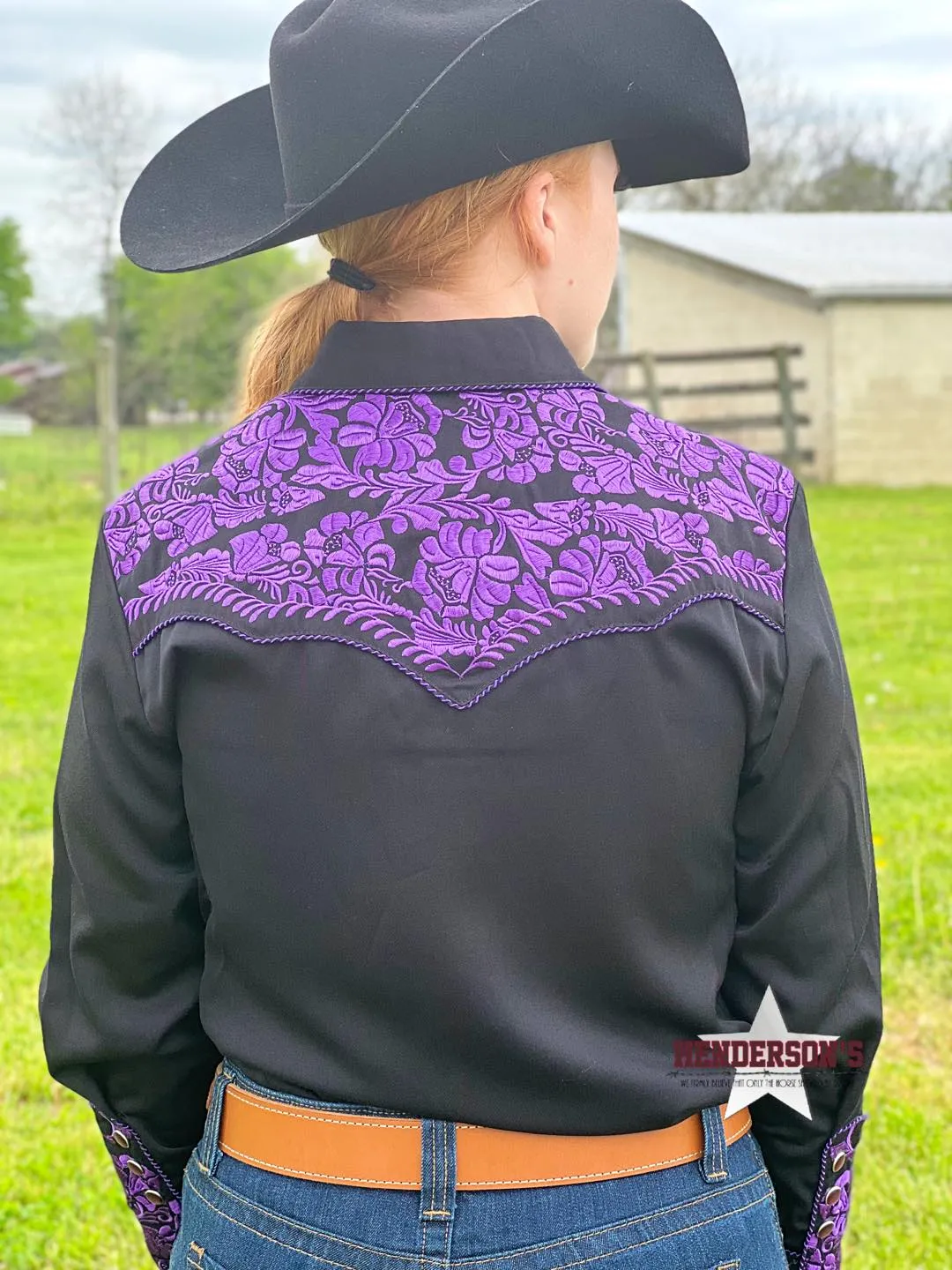 Floral Tooled Western Shirt ~ Purple~ Only Large
