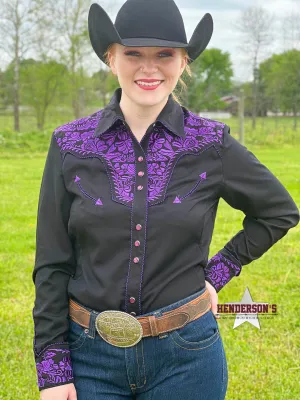 Floral Tooled Western Shirt ~ Purple~ Only Large