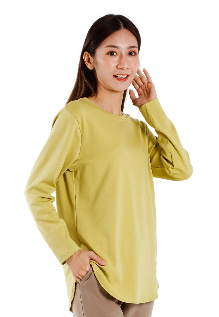 Forest Ladies Cotton Interlock Round Neck T-Shirt Women Plain Long Sleeve Tee - 822423