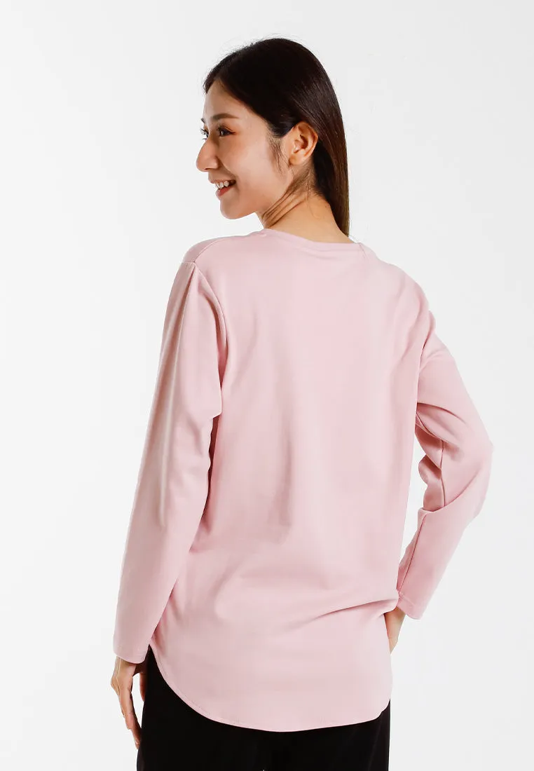 Forest Ladies Cotton Interlock Round Neck T-Shirt Women Plain Long Sleeve Tee - 822423