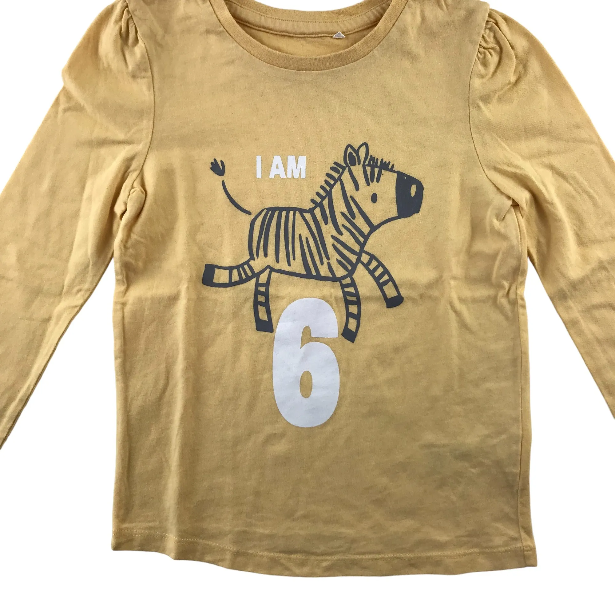 George t-shirt 6-7 years yellow Zebra I'm 6 print pattern cotton