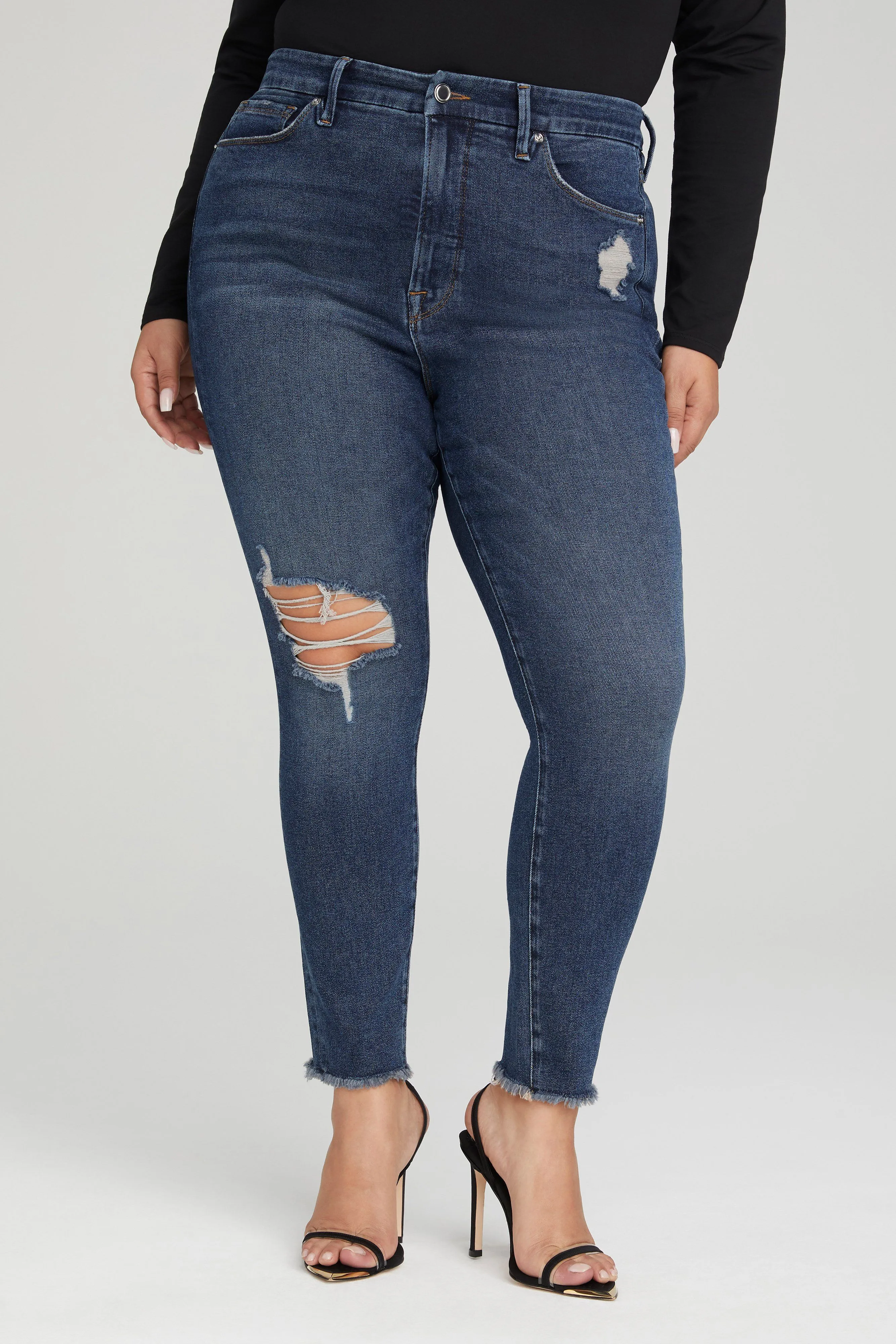 GOOD LEGS CROP FRAY HEM | BLUE521