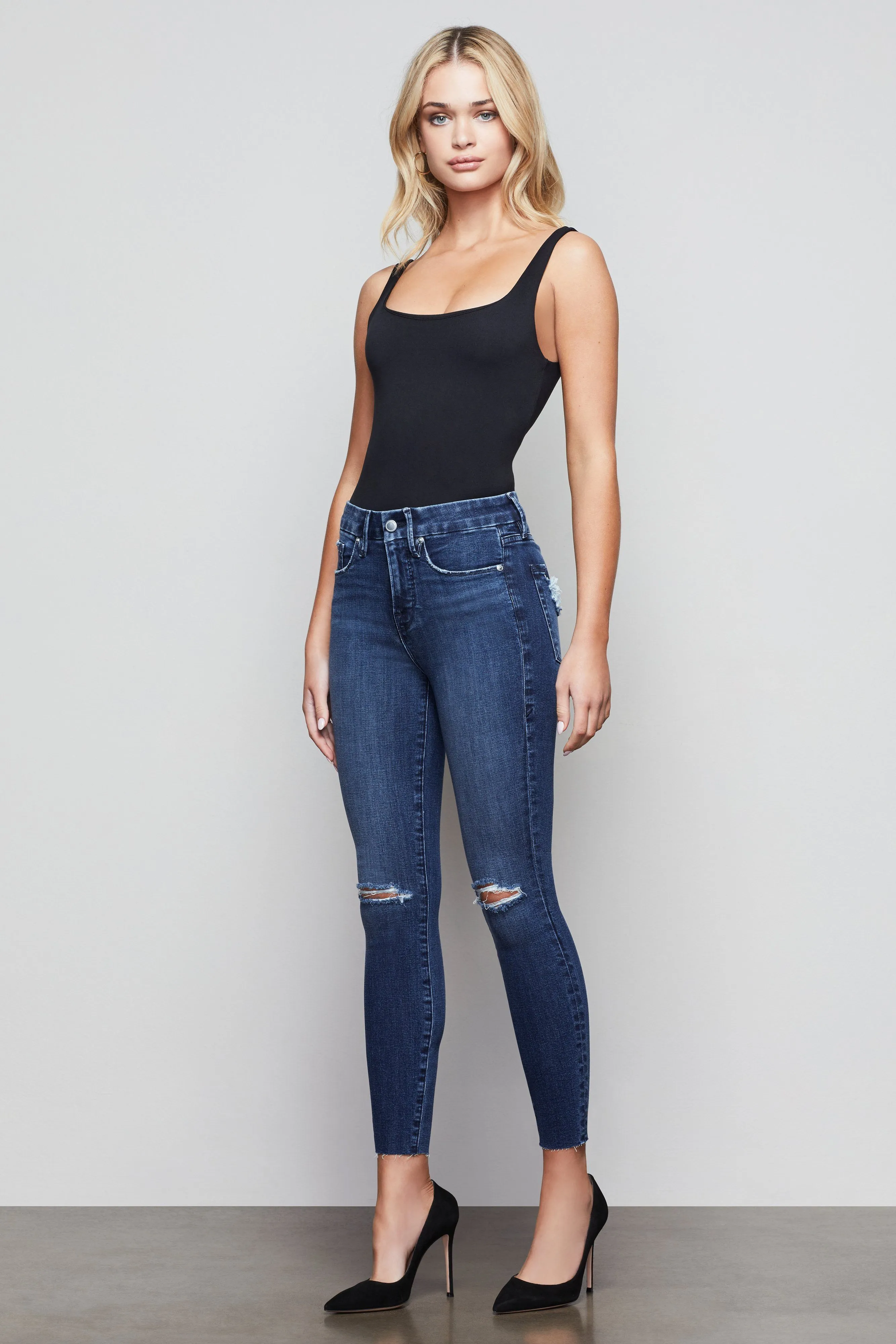 GOOD LEGS CROP RAW EDGE | BLUE432