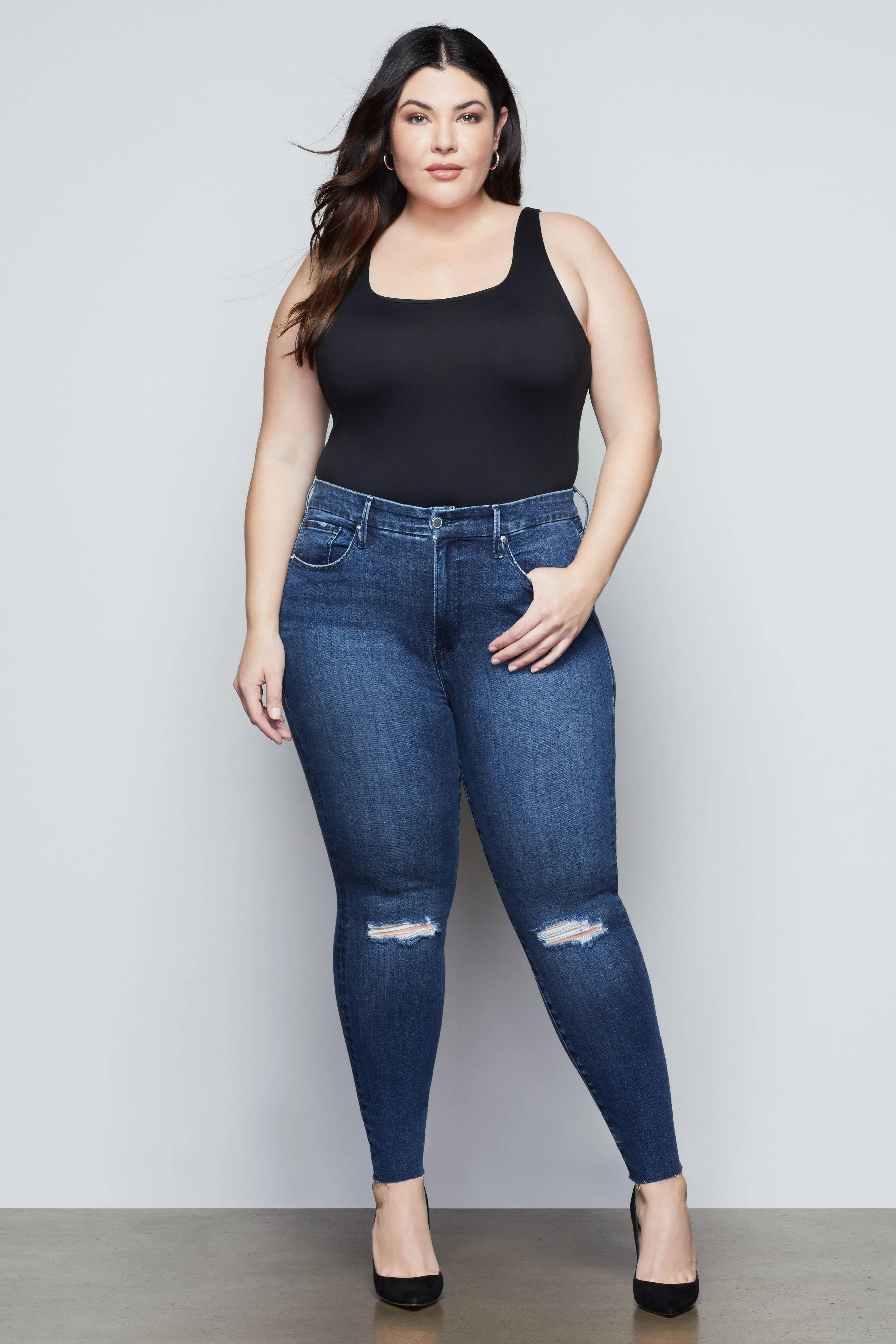 GOOD LEGS CROP RAW EDGE | BLUE432