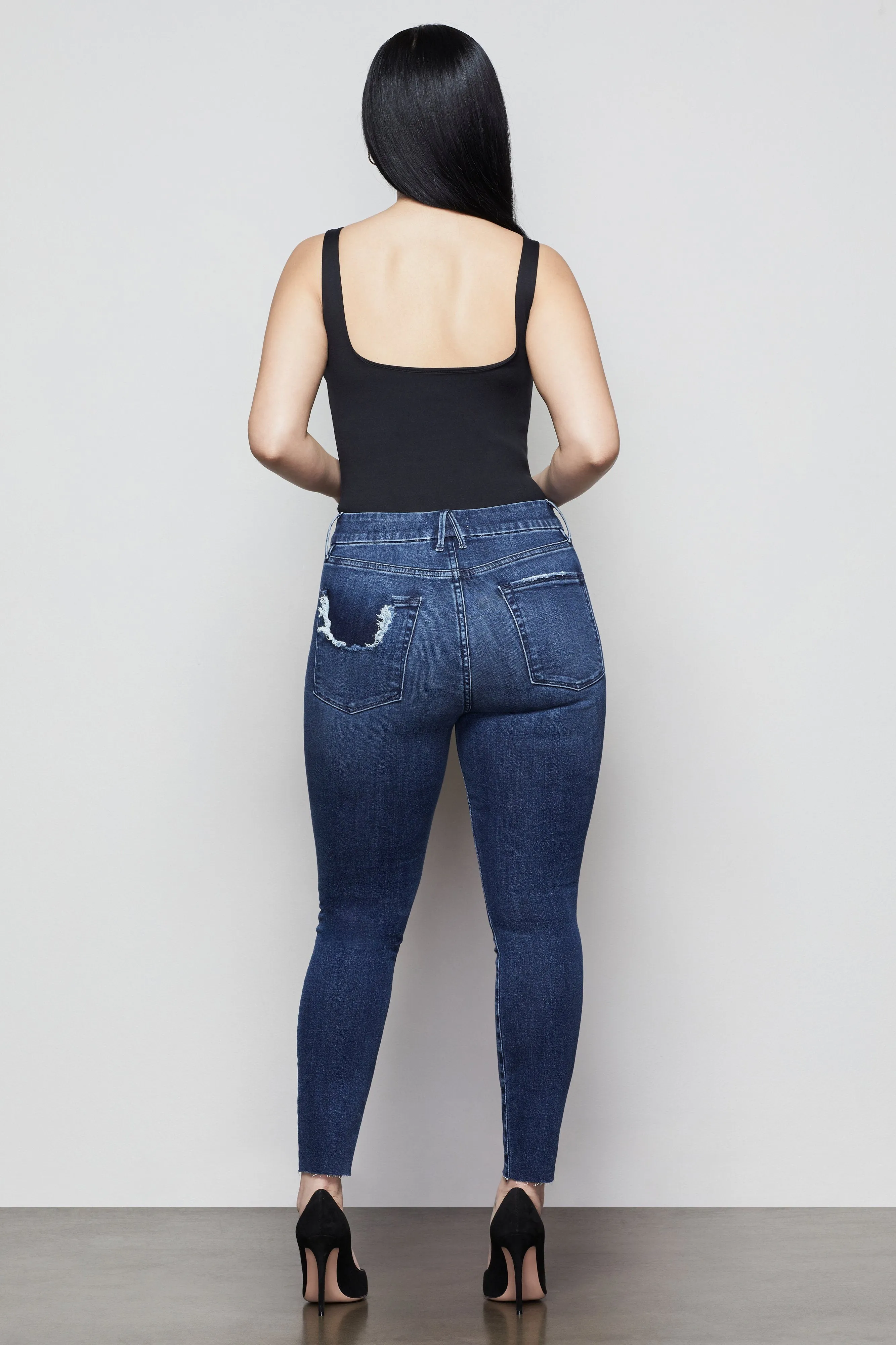 GOOD LEGS CROP RAW EDGE | BLUE432