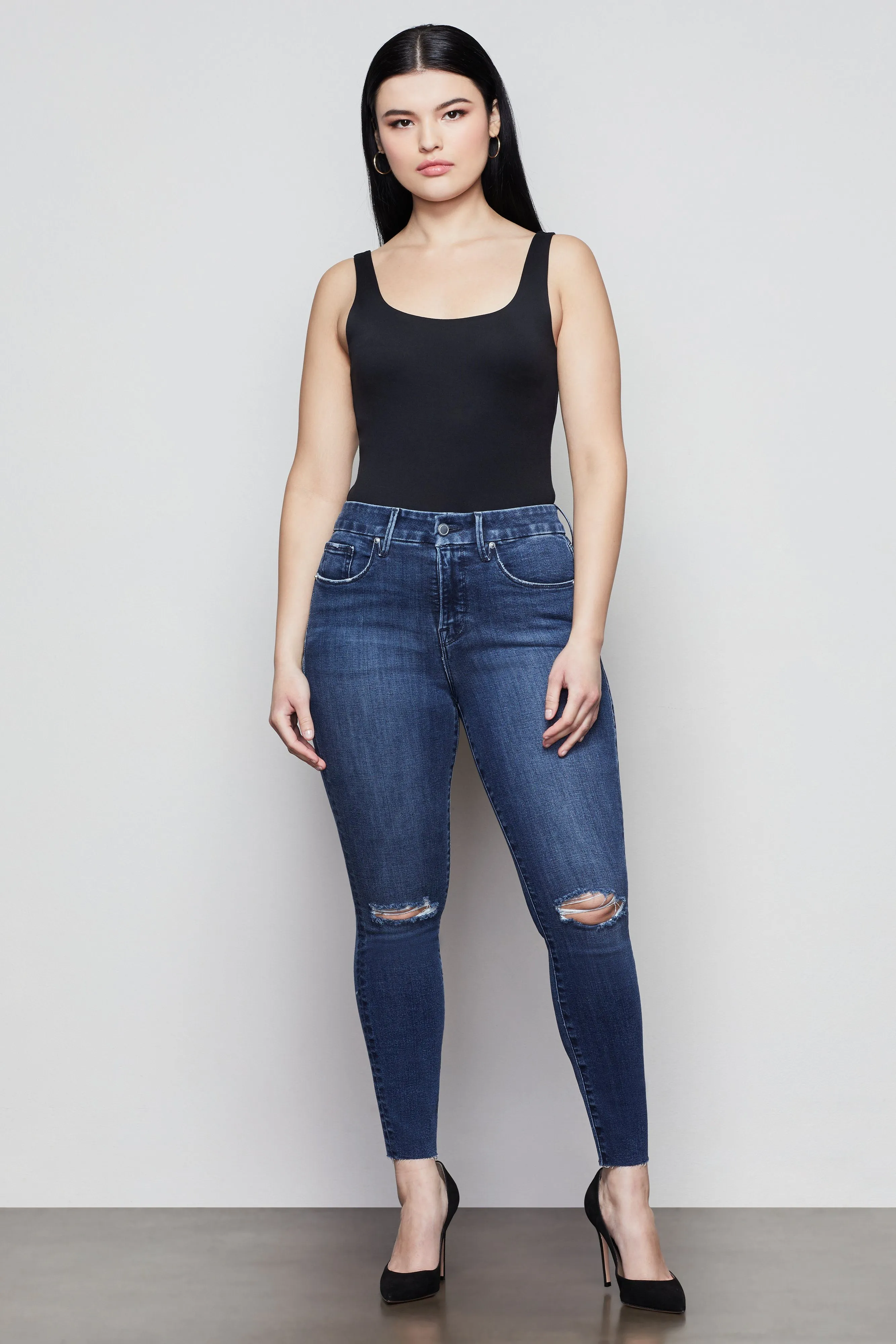 GOOD LEGS CROP RAW EDGE | BLUE432