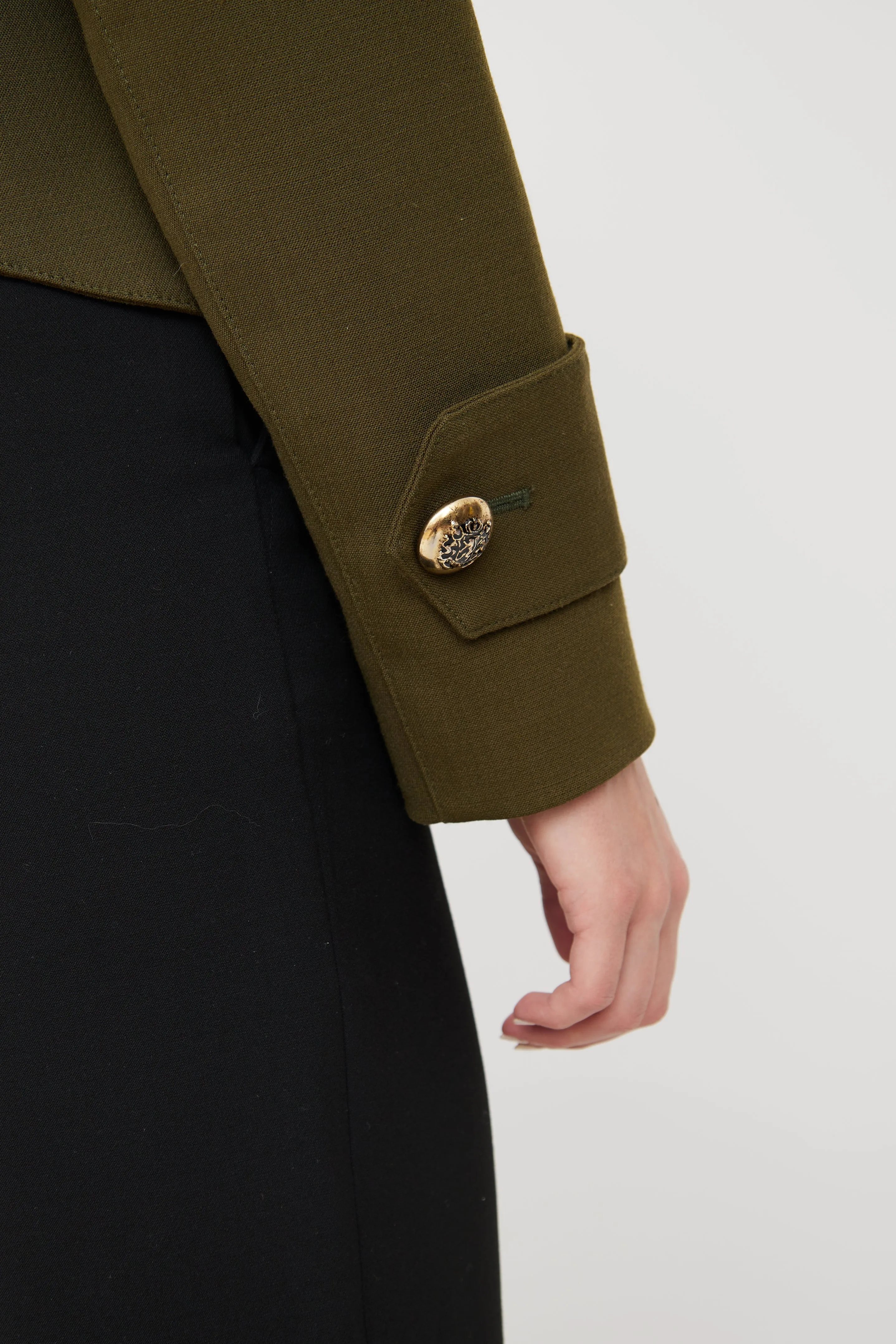 Green Cropped Double Breasted Blazer