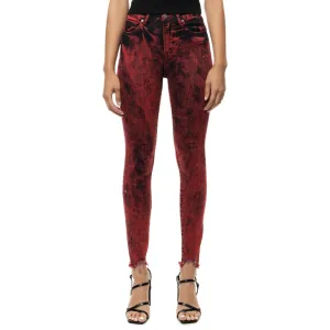 High Rise Super Skinny Over Dyed Jeans - Retro Red