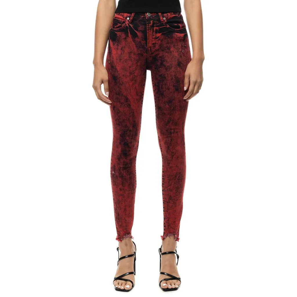 High Rise Super Skinny Over Dyed Jeans - Retro Red