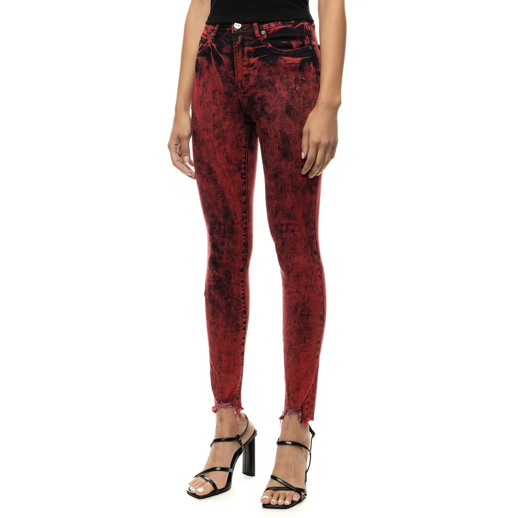 High Rise Super Skinny Over Dyed Jeans - Retro Red