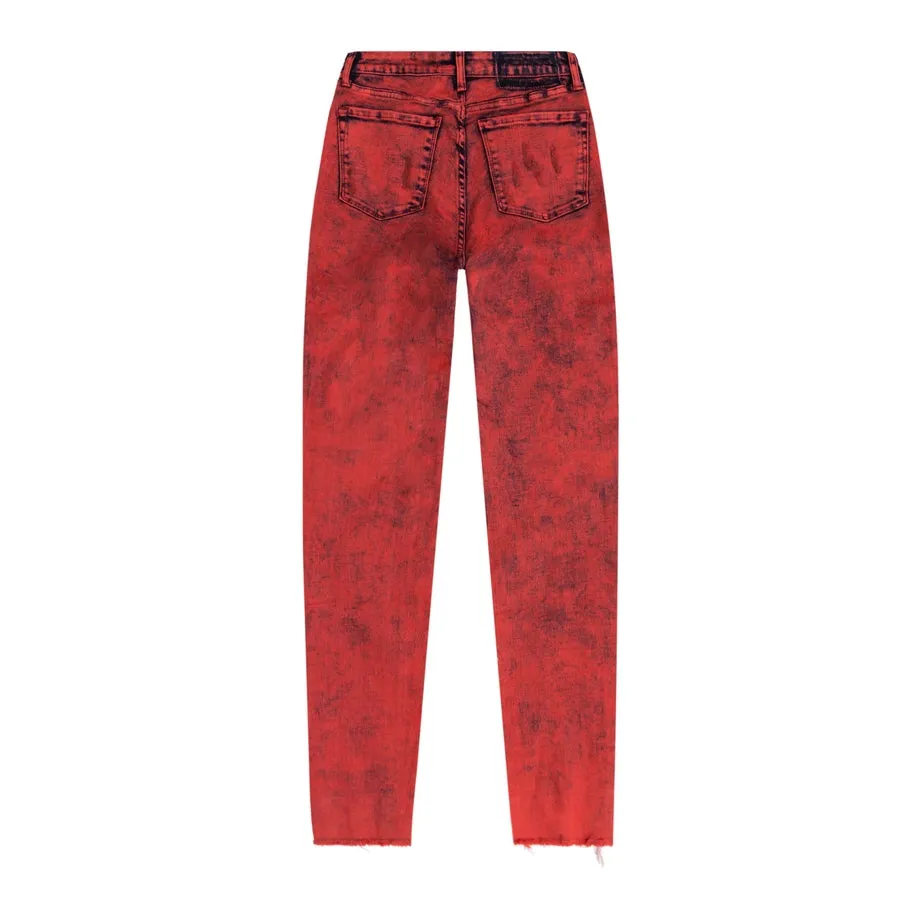 High Rise Super Skinny Over Dyed Jeans - Retro Red