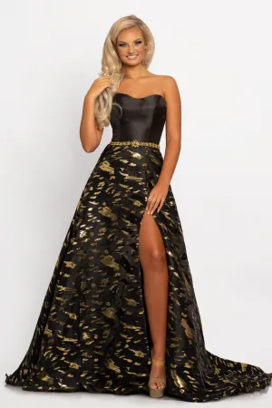 Johnathan Kayne 2232 Metallic print A line prom dress evening gown strapless Size 4