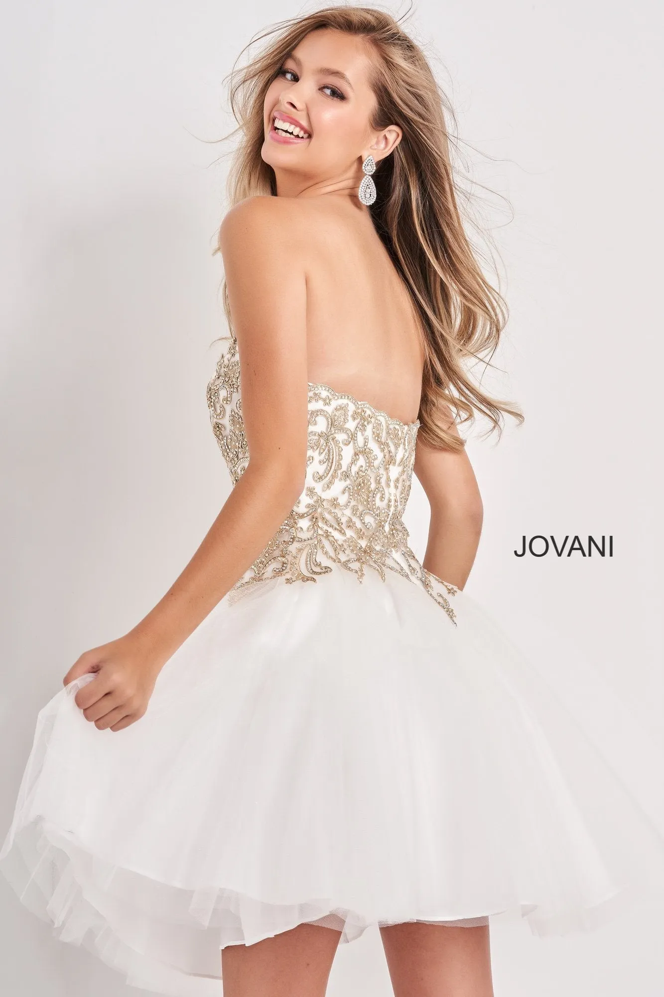 Jovani Kids K66720 Girls Strapless Short Embellished Cocktail Gown Formal Party