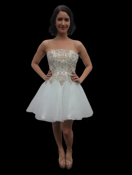 Jovani Kids K66720 Girls Strapless Short Embellished Cocktail Gown Formal Party