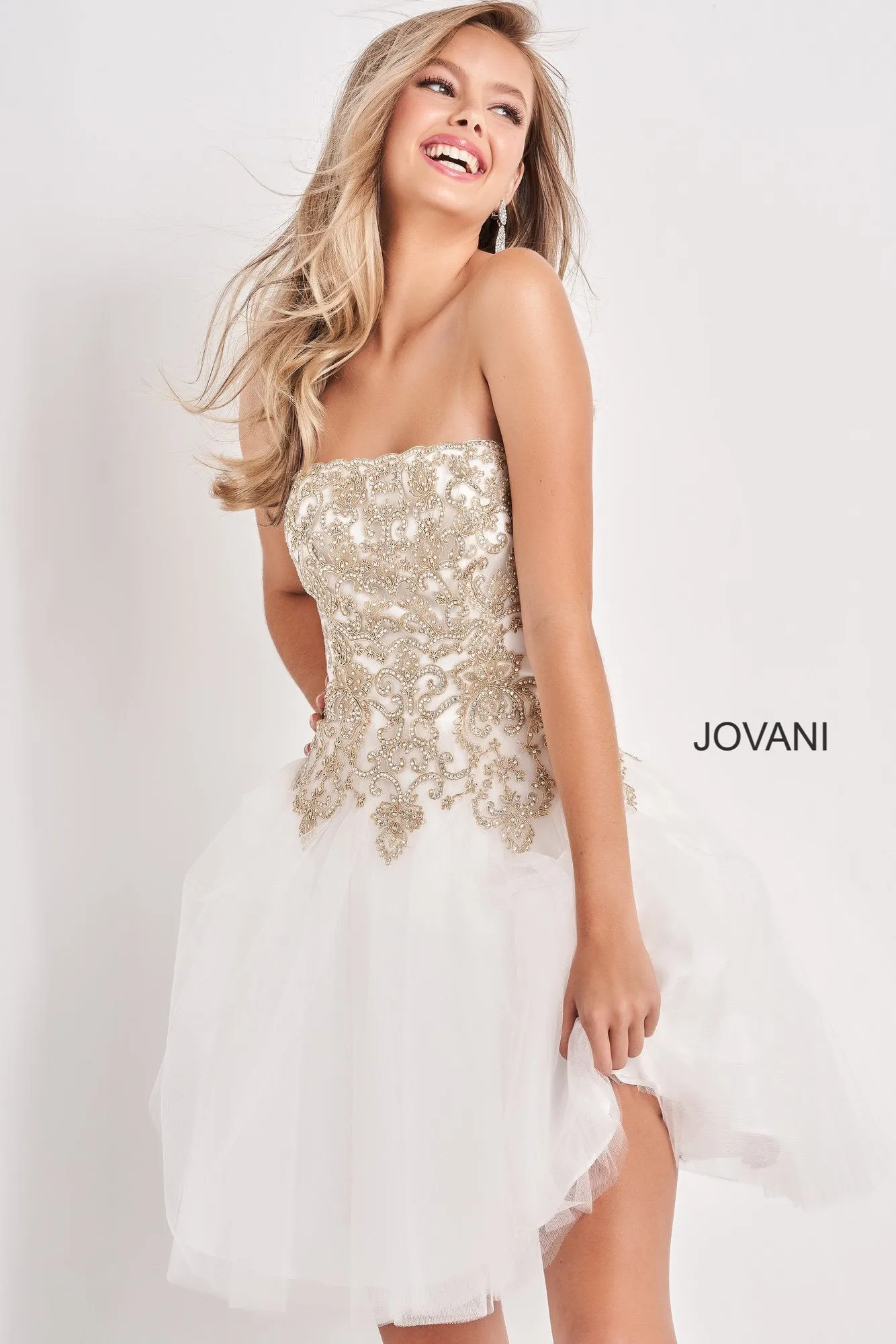 Jovani Kids K66720 Girls Strapless Short Embellished Cocktail Gown Formal Party