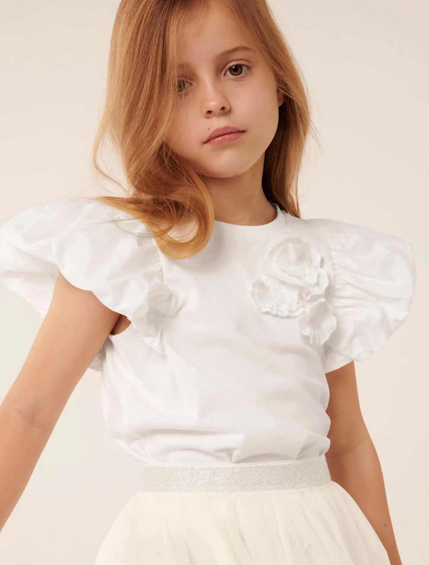 Joy Puff Sleeve Flower Girls T-shirt