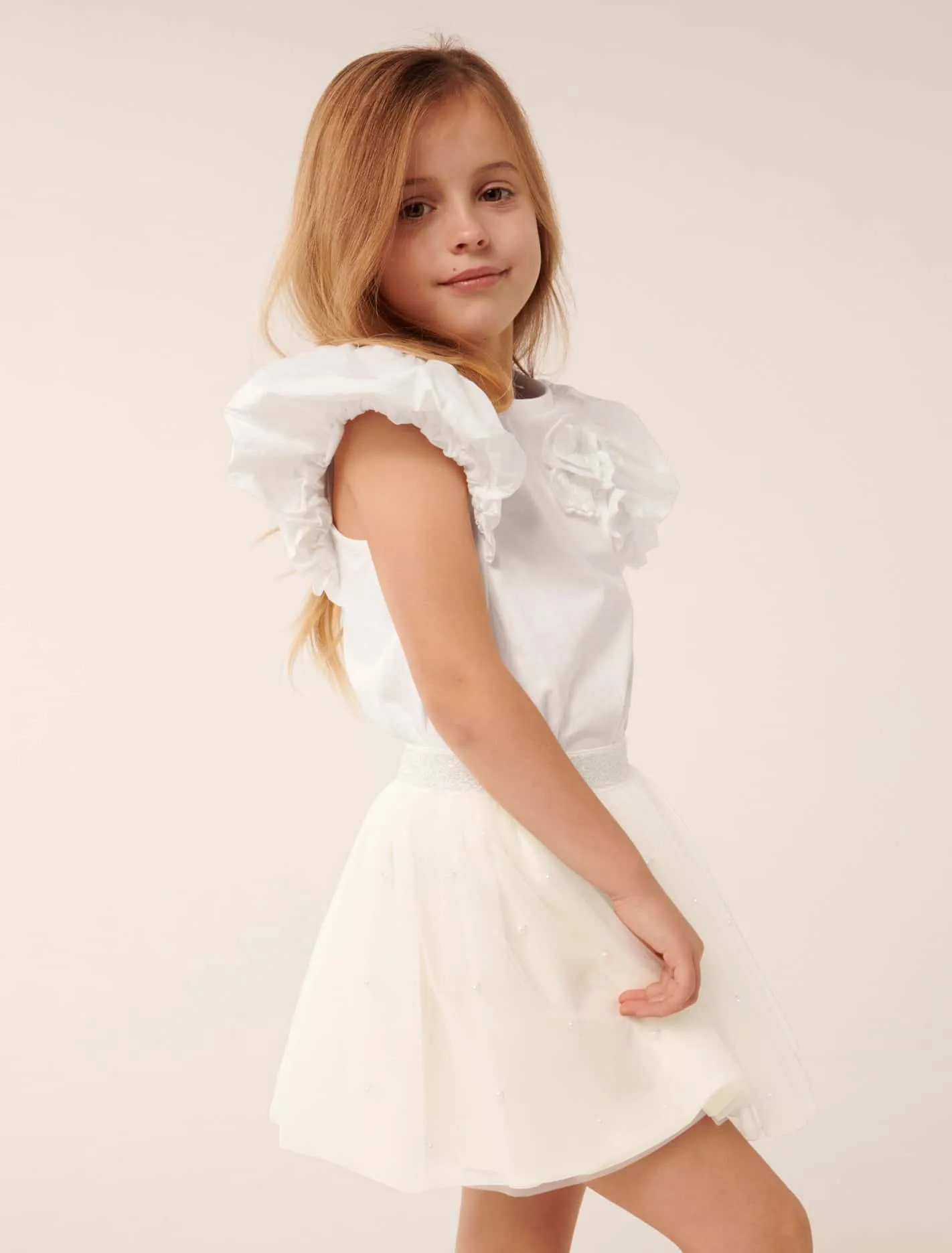 Joy Puff Sleeve Flower Girls T-shirt