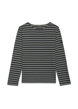 MINQUIDAME - Breton Striped Shirt with Long Sleeve | Soft Cotton | Women Fit (ARMY GREEN / NAVY)