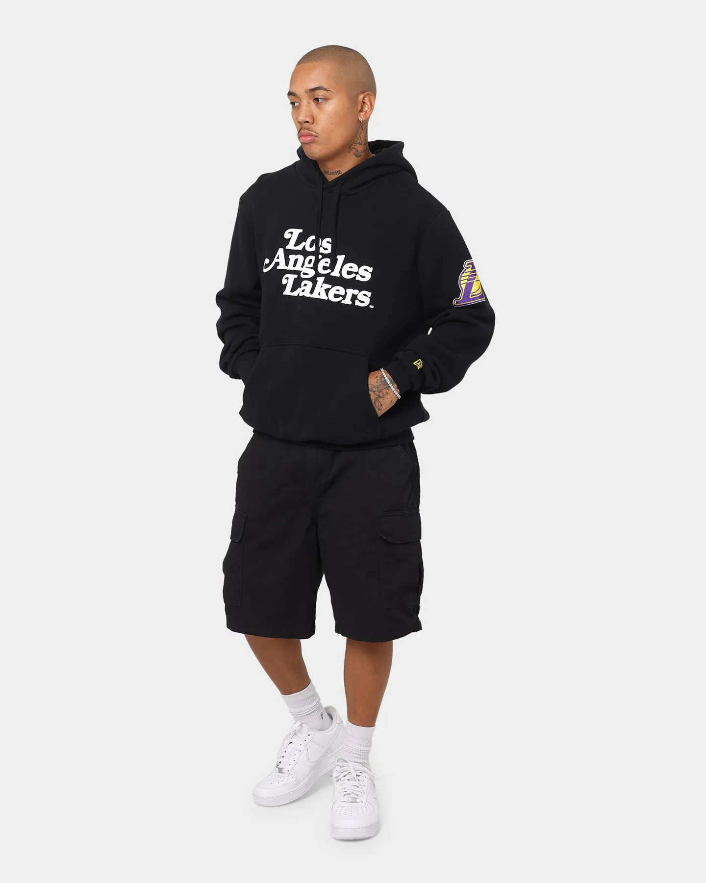 New Era Los Angeles Lakers Puff Print Hoodie Black