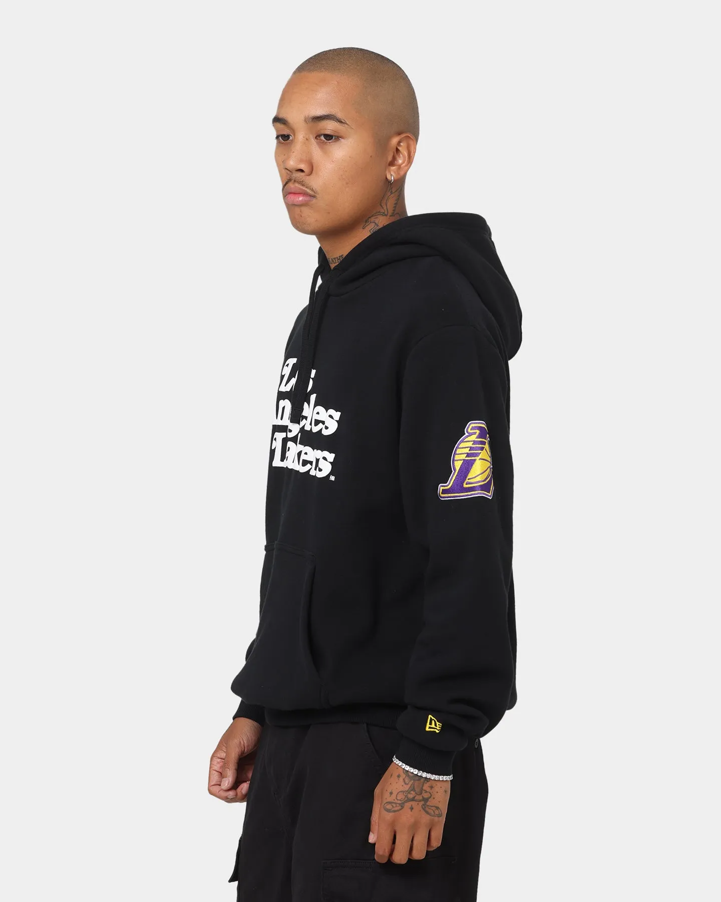 New Era Los Angeles Lakers Puff Print Hoodie Black