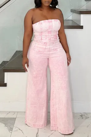 Nostalgic Flared Denim Jumpsuit