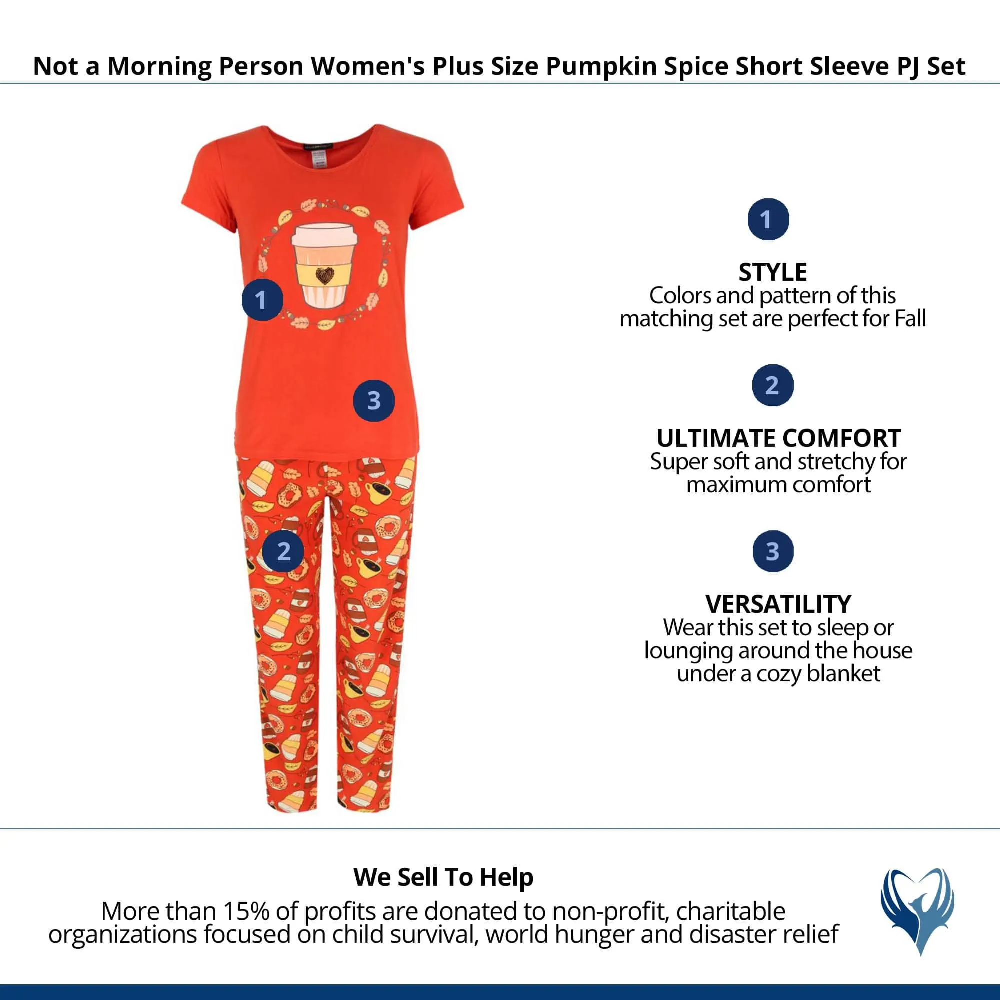 Not a Morning Person Women's Plus Size Pumpkin Spice Short Sleeve PJ Set